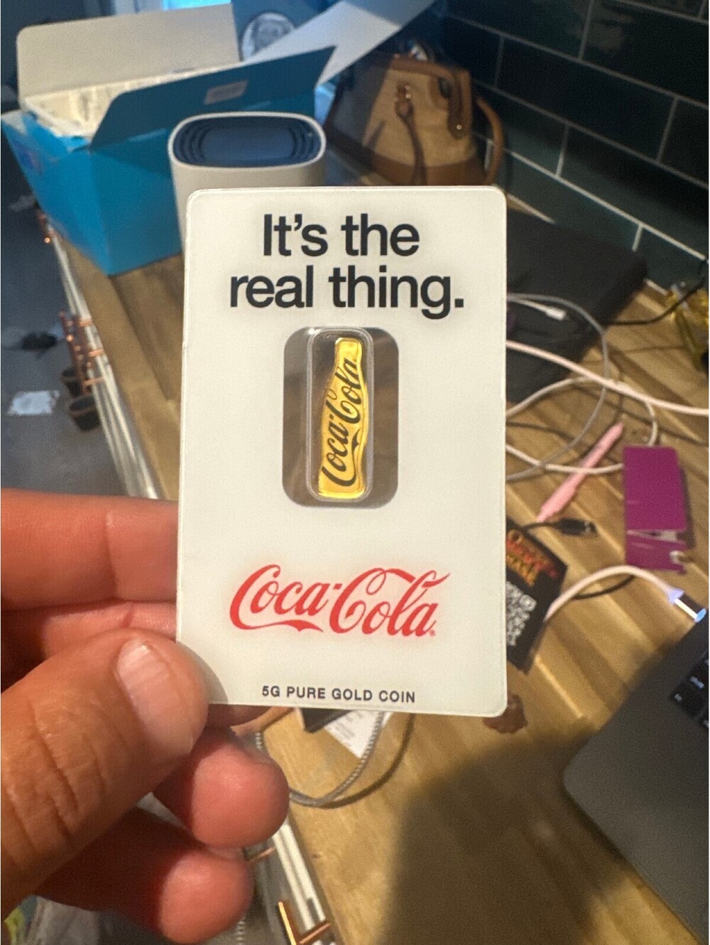 Official 140 Years Coca-Cola 5g Fine Gold Bar PAMP Suisse Certified #06217 Rare